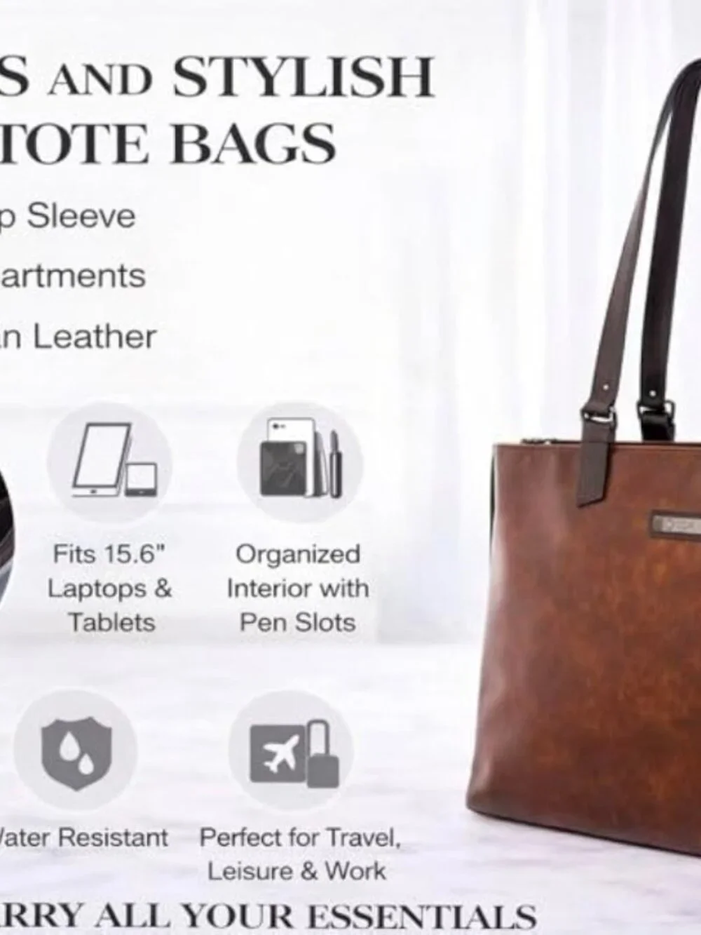 3pcs Vegan Tote Set for Women-Stylish Top Handle Laptop Bag Purse Sling Handbag